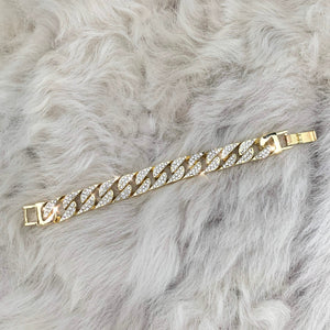 gold iced out honey chunky chain bracelet blogger style 