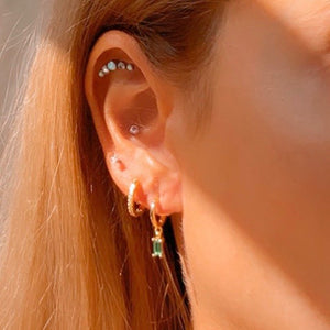 Emerald Sansa Gold Earrings