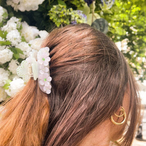 rhinestone diamanté cute flower mini claw clip hair accessory pink green 