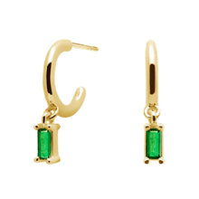 Load image into Gallery viewer, Emerald Sansa Gold Earrings