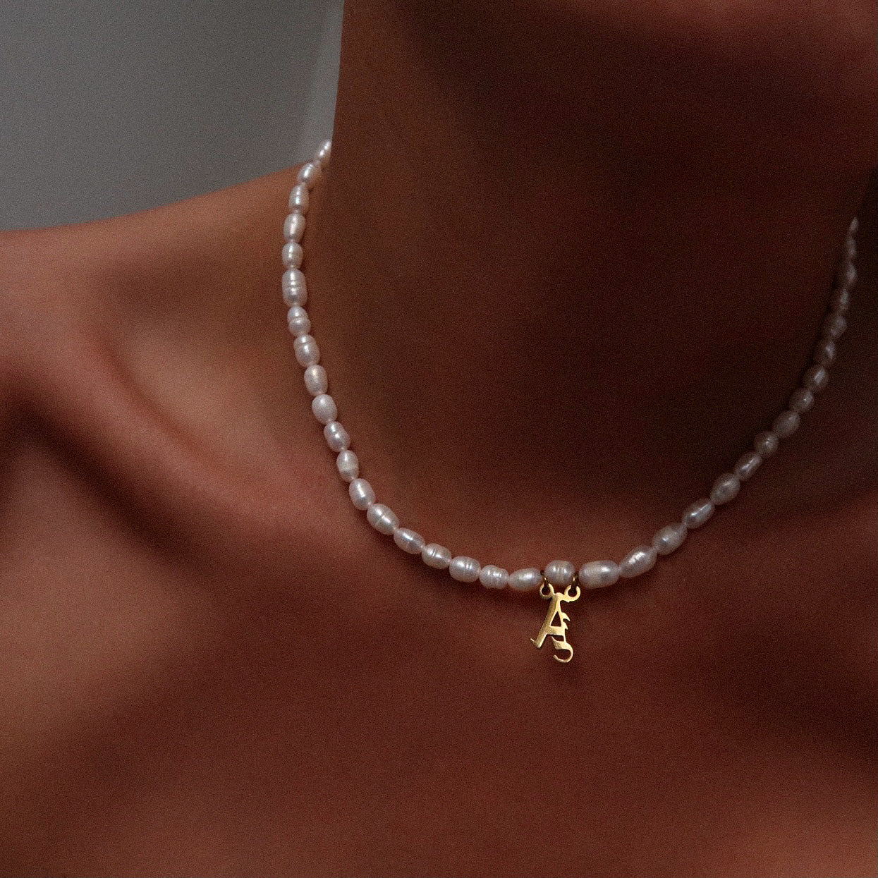 14k Gold & Pearl Initial Necklace - Small – Sabrina Design
