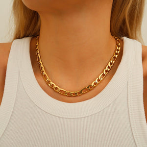 cara gold figaro necklace